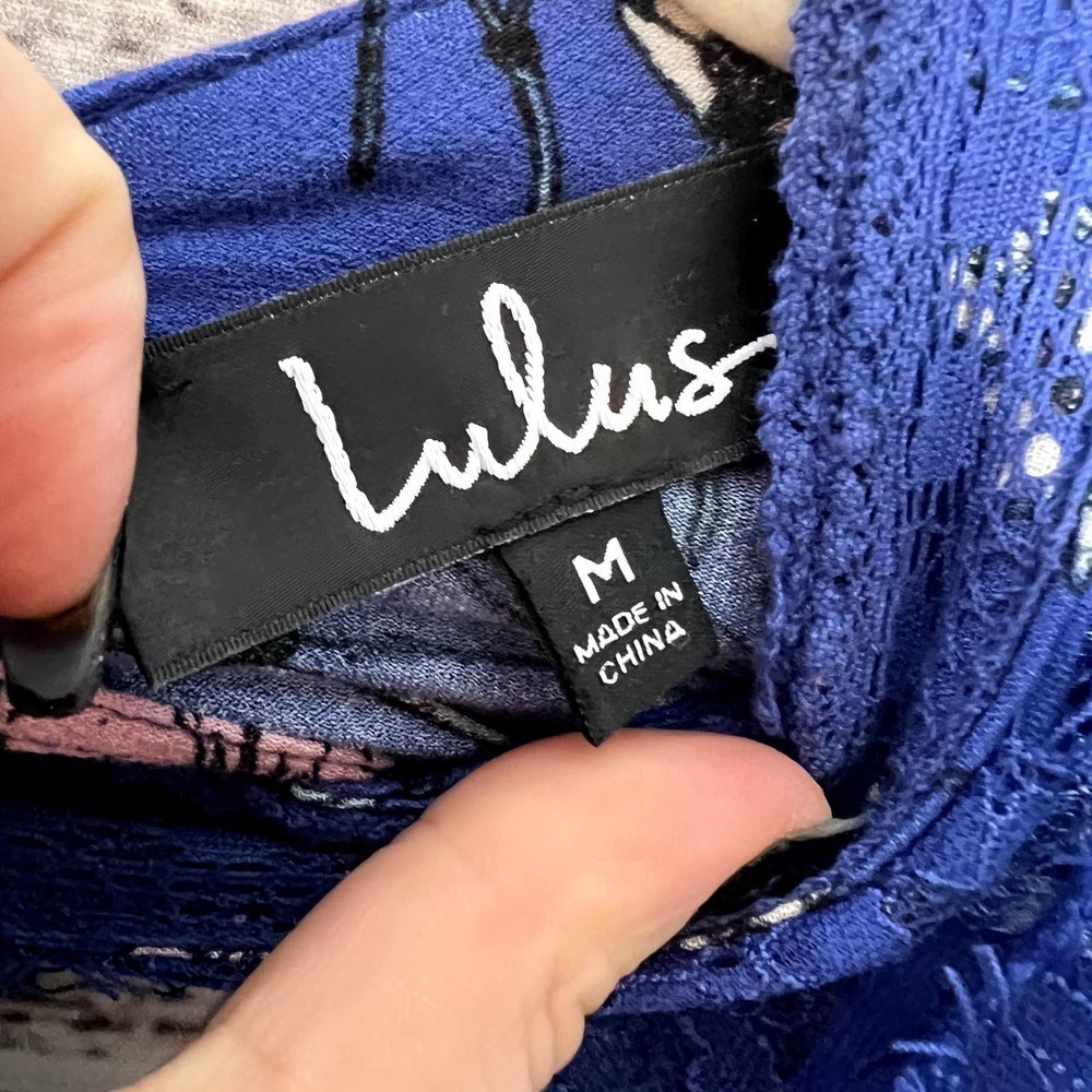 Lulus New You Royal Blue Floral Mini Dress Med - Picture 3 of 4